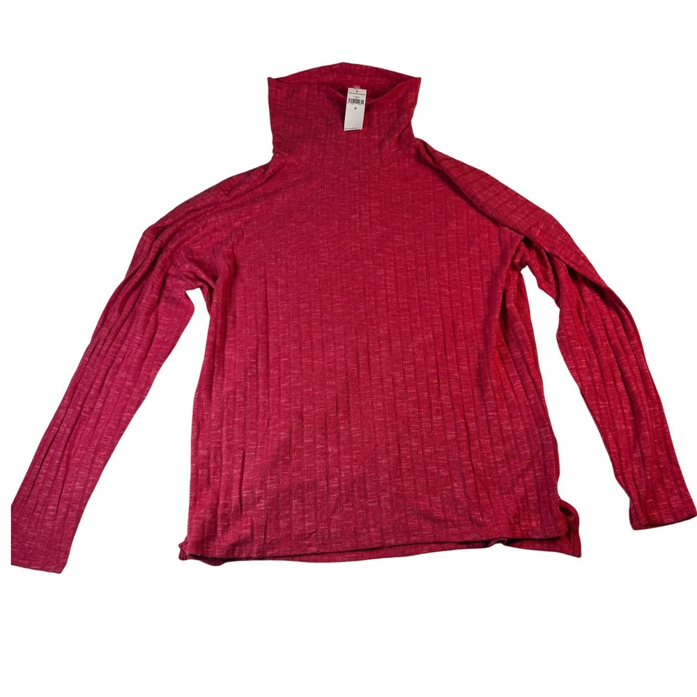 Banana Republic Womens Medium‎ Pink Ribbed Knit Cowl Neck Long Sleeve Top NWT